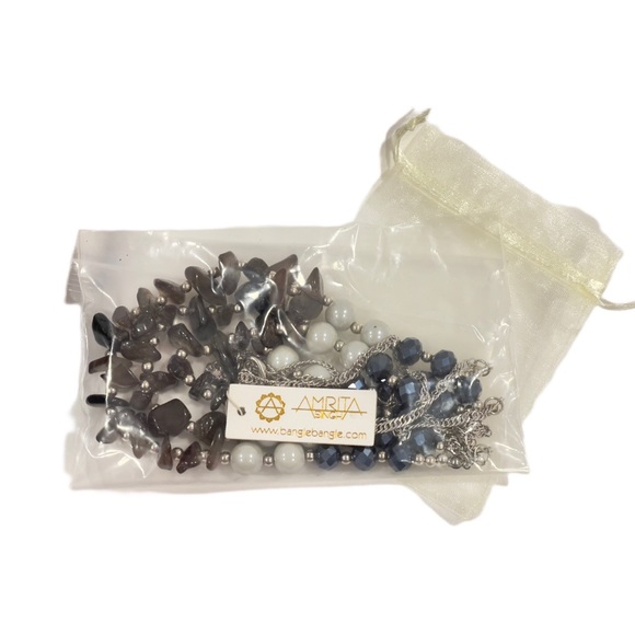 AMRITA SINGH Proclamation 3-tier Necklace Natural Agate Black/Silver NWT - Picture 5 of 5